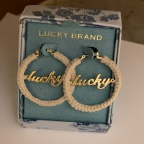 Lucky Brand Crochet Lucky Hoop Earrings - Picture 2 of 5